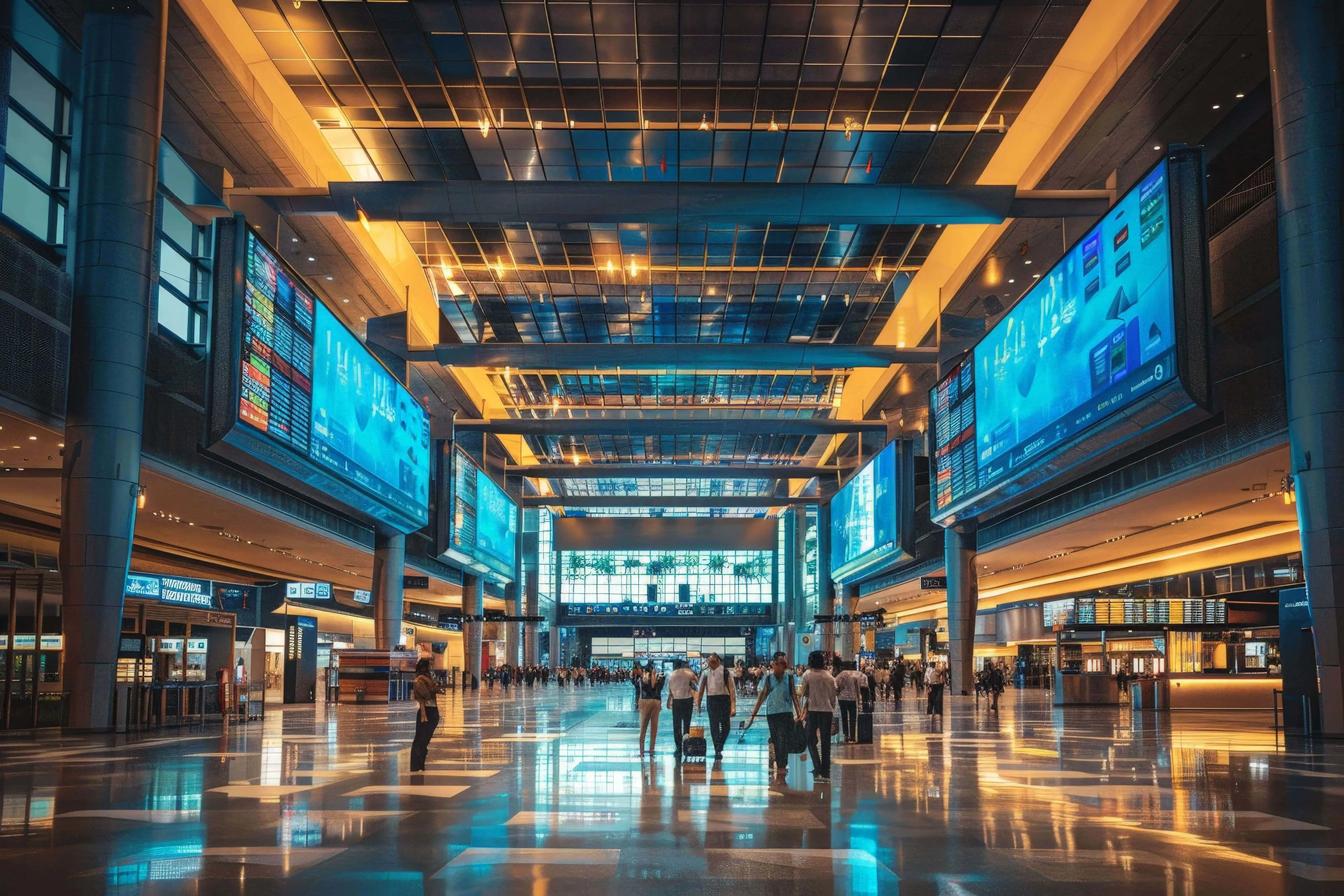 Digital Signage Displays in a transportation hub
