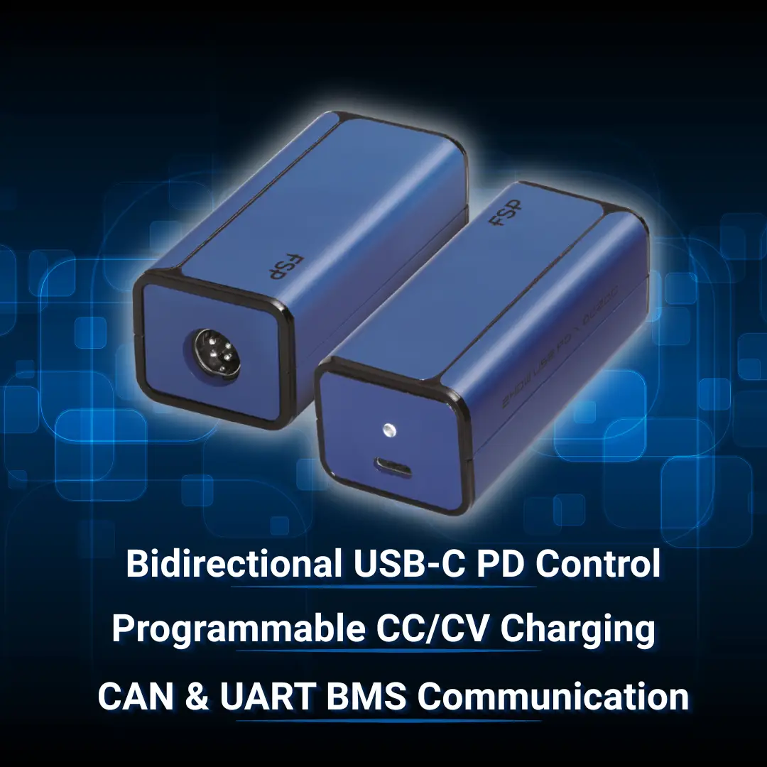 Bidirectional USB-C PD control, programmable CC/CV charging, CAN and UART BMS communication